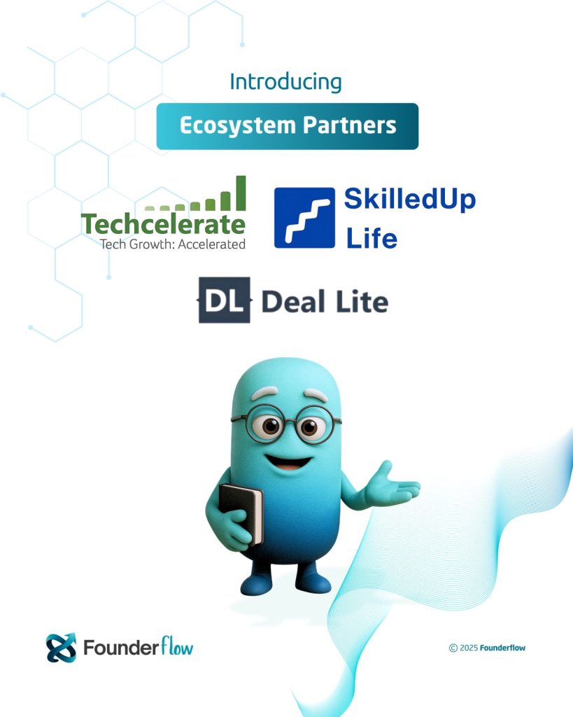 Graphic announcing the FounderFlow and SkilledUp Life partnership